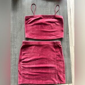 Forever 21 Rich Soft Velvet Fushia Set